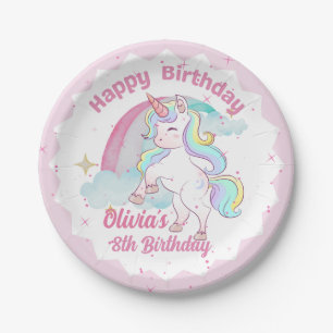 Unicorn and Rainbow Party 7" or 9" Paper Plates
