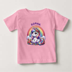 Unicorn and Rainbow Personalized Baby T-Shirt