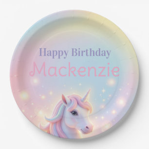 Unicorn and Rainbow Sparkles Birthday Party Paper Plate