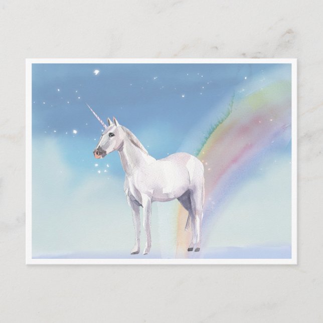 Unicorn and Rainbow Starry Heavens Postcard (Front)