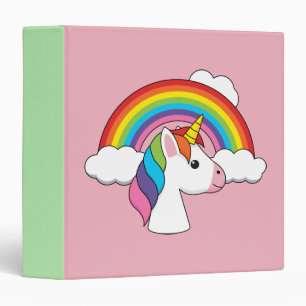 Unicorn and Rainbow with Clouds Kawaii Binder
