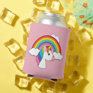 Unicorn and Rainbow with Clouds Kawaii Can Cooler