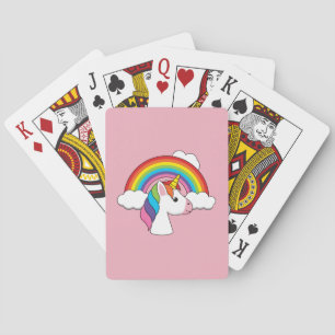 Unicorn and Rainbow with Clouds Kawaii Playing Cards
