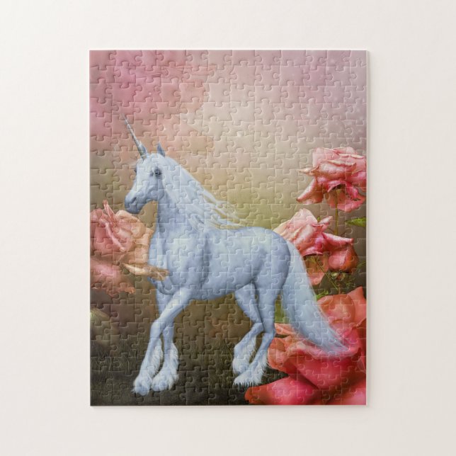 Unicorn And Roses Fantasy Horse Art Jigsaw Puzzle (Vertical)