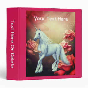 Unicorn And Roses Fantasy Horse Art Personalized Binder