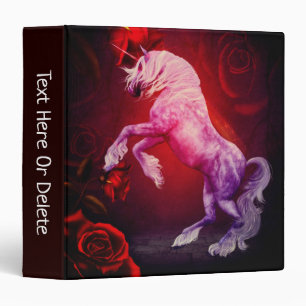 Unicorn And Roses Fantasy Horse Art Personalized Binder