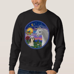 Unicorn And Shih Tzu (Black And White) Sweatshirt