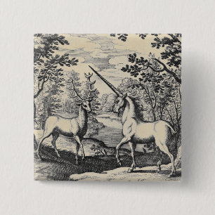 Unicorn and Stag Large 2 Inch Square Button