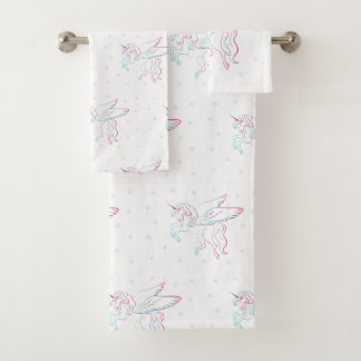Unicorn and stars, bathroom towel set