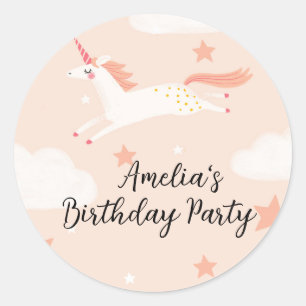 Unicorn and Stars Classic Round Sticker