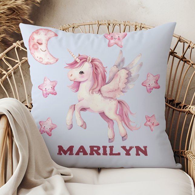 Unicorn and Stars Throw Pillow (Creator Uploaded)