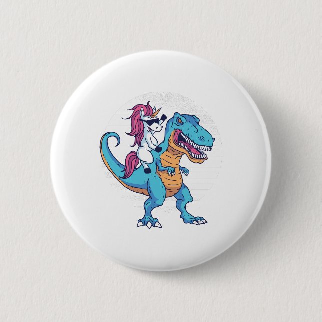 Unicorn and T-Rex 2 Inch Round Button (Front)