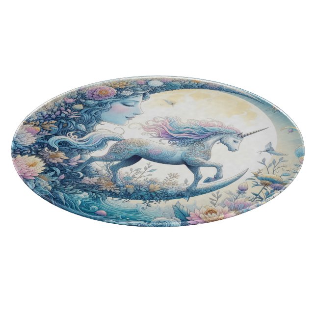 Unicorn And The Moon Cutting Board (Corner)