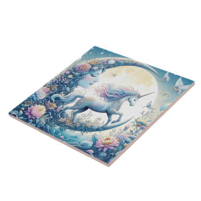 Unicorn And The Moon Tile (Side)