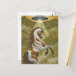 Unicorn and UFO Postcard