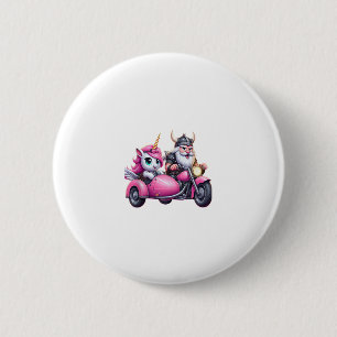 Unicorn And Viking Riding A Motorcycle Men Women K 2 Inch Round Button