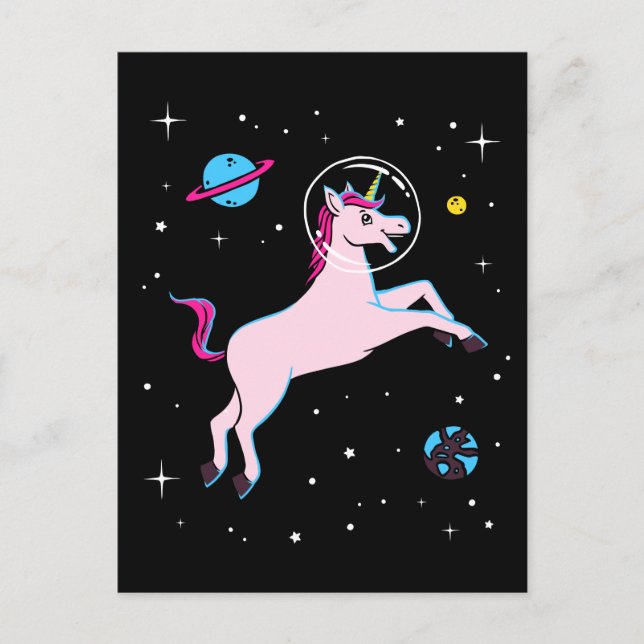 Unicorn Animals In Space Postcard (Front)