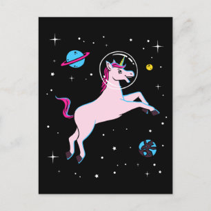 Unicorn Animals In Space Postcard