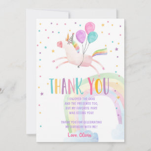 Unicorn anniversaire Carte de remerciements rose m