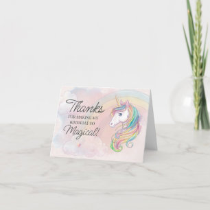Unicorn anniversaire fête de remerciement cartes