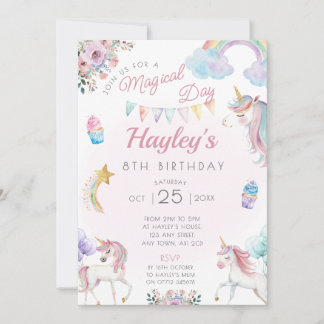 Unicorn Anniversaire Fête Invitation Jour magique