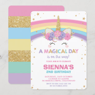 Unicorn Anniversaire Invitation 1er Anniversaire