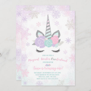 Unicorn Anniversaire Invitation Hiver Unicorn Part