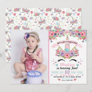 Unicorn Anniversaire Photo Invitation