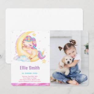 Unicorn Anniversaire Photo Invitation