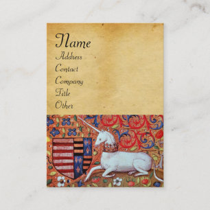 UNICORN / Antique Brown Parchment Business Card