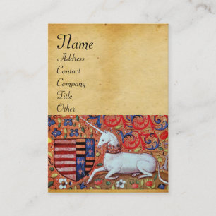 UNICORN / Antique Brown Parchment Monogram Business Card