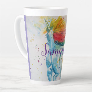 Unicorn Aquarelle Arc-en-ciel Filles Nom Mug