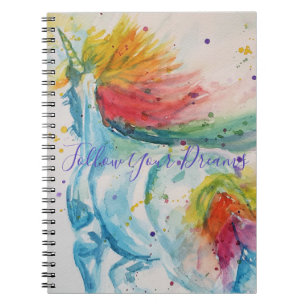 Unicorn aquarelle peinture Rainbow Girls Carnet