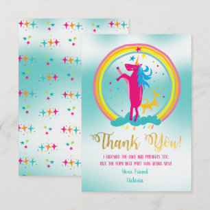 Unicorn arc-en-ciel Merci cartes de notes