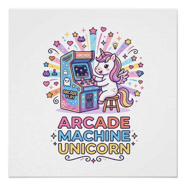 Unicorn Arcade Machine Unicorn Print Ready POD Art (Front)