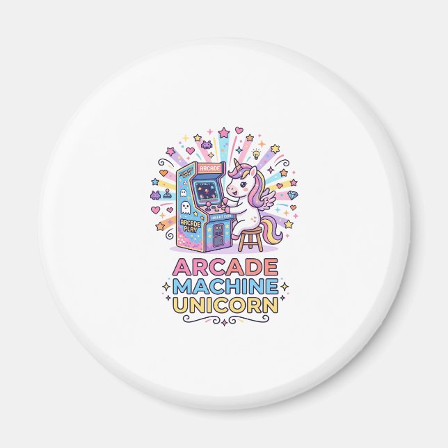 Unicorn Arcade Machine Unicorn Print Ready POD Art Magnet (Front)