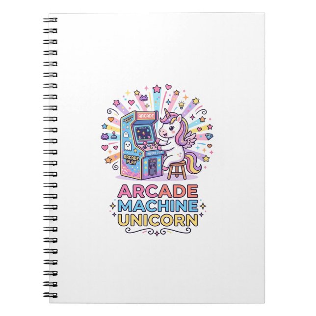 Unicorn Arcade Machine Unicorn Print Ready POD Art Notebook (Front)