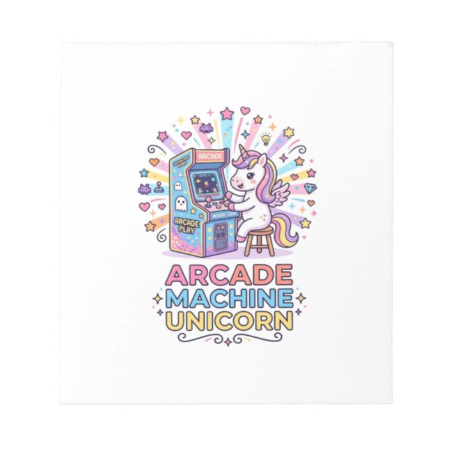 Unicorn Arcade Machine Unicorn Print Ready POD Art Notepad (Front)