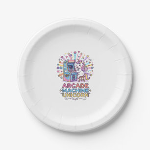 Unicorn Arcade Machine Unicorn Print Ready POD Art Paper Plate