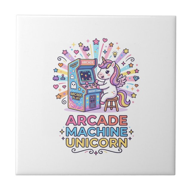 Unicorn Arcade Machine Unicorn Print Ready POD Art Tile (Front)