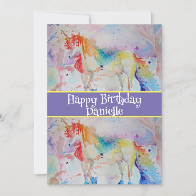 Unicorn Art Childs Girls Birthday Invitation  (Front)