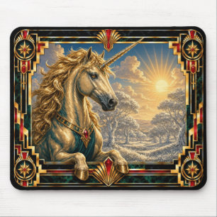 Unicorn, Art Deco Mythical Mouse Pad
