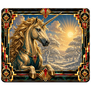 Unicorn, Art Deco Mythical Mouse Pad