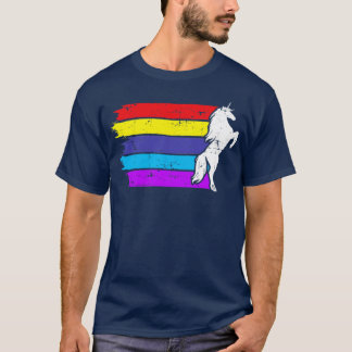 Unicorn Art Rainbow Colour Stripes Lover Gift T-Shirt
