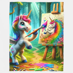 Unicorn Artist Fleece Blanket