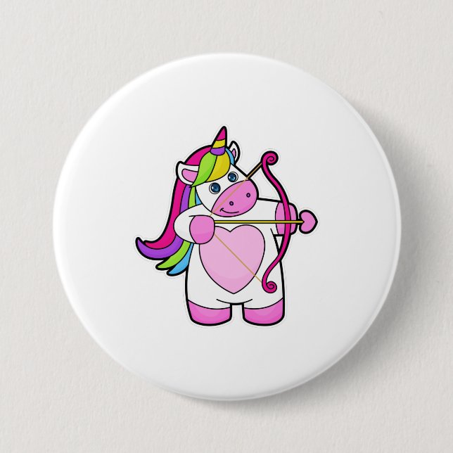 Unicorn as Archer with Bow and Arrow 3 Inch Round Button (Front)