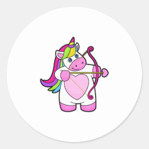 Unicorn as Archer with Bow and Arrow Classic Round Sticker