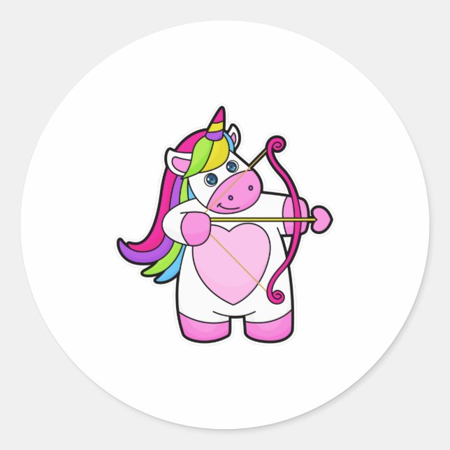 Unicorn as Archer with Bow and Arrow Classic Round Sticker (Front)