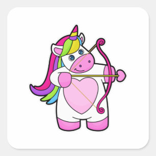 Unicorn as Archer with Bow and Arrow Square Sticker