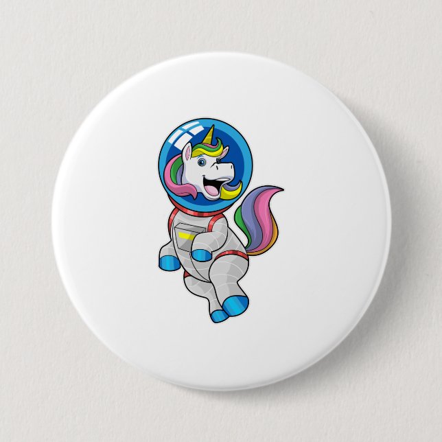 Unicorn as Astronaut in Space 3 Inch Round Button (Front)